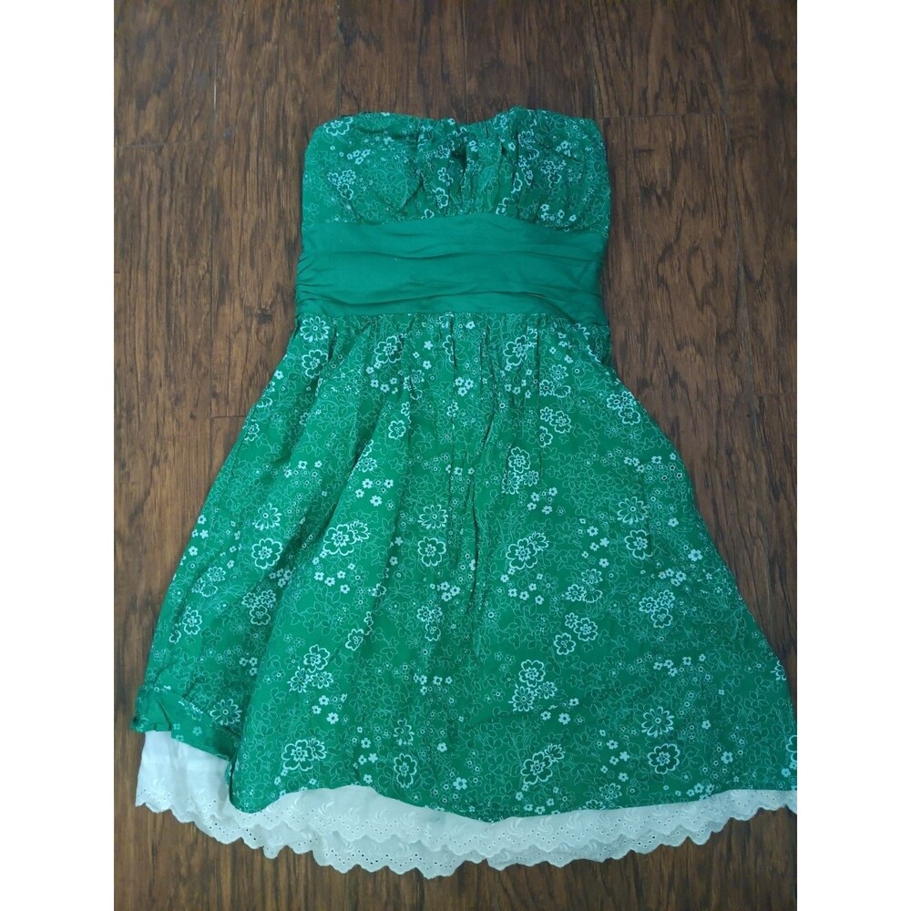 Breakin loose junior girls size 5/6 green strapless sun dress